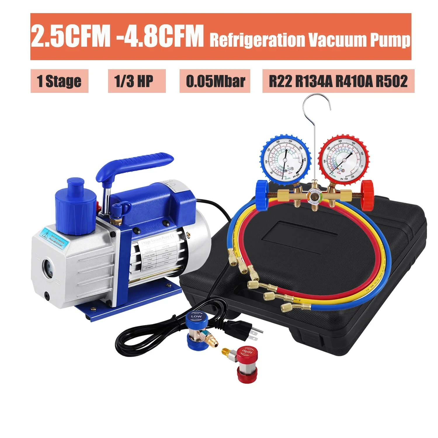 Pompa Per Vuoto Refrigerante Samger Pompa Per Vuoto Refrigerante 220V Per Pompa Aria Condizionata 1/3Hp Vuoto R12 R134A R22 R410A R404 R502