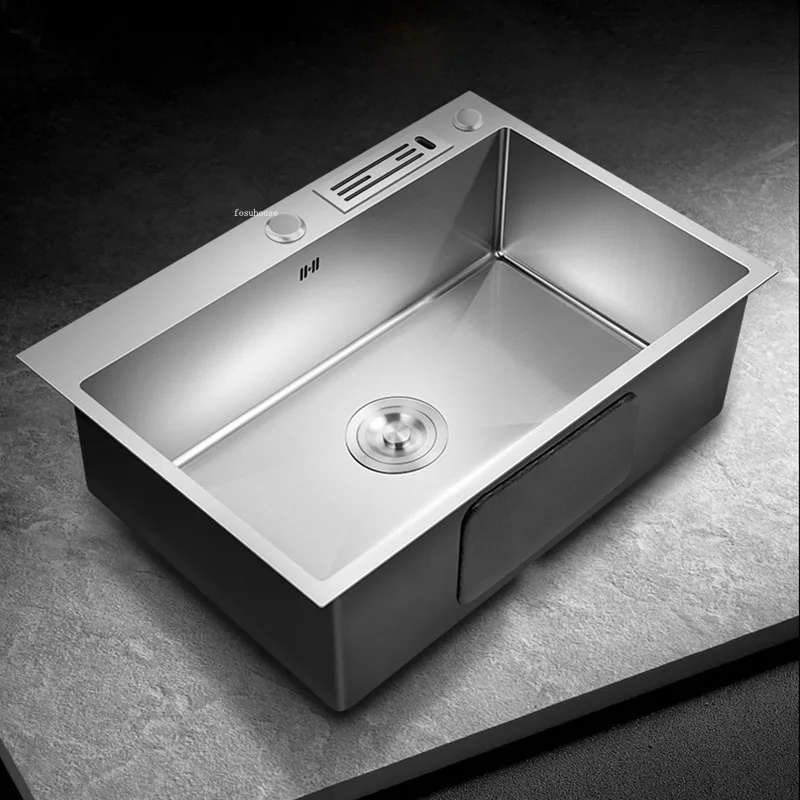 Modern Stainless Steel Kitchen Sinks Home Single Hole Kitchen Sink Under Counter Wash Basin Nano Handmade Accessories