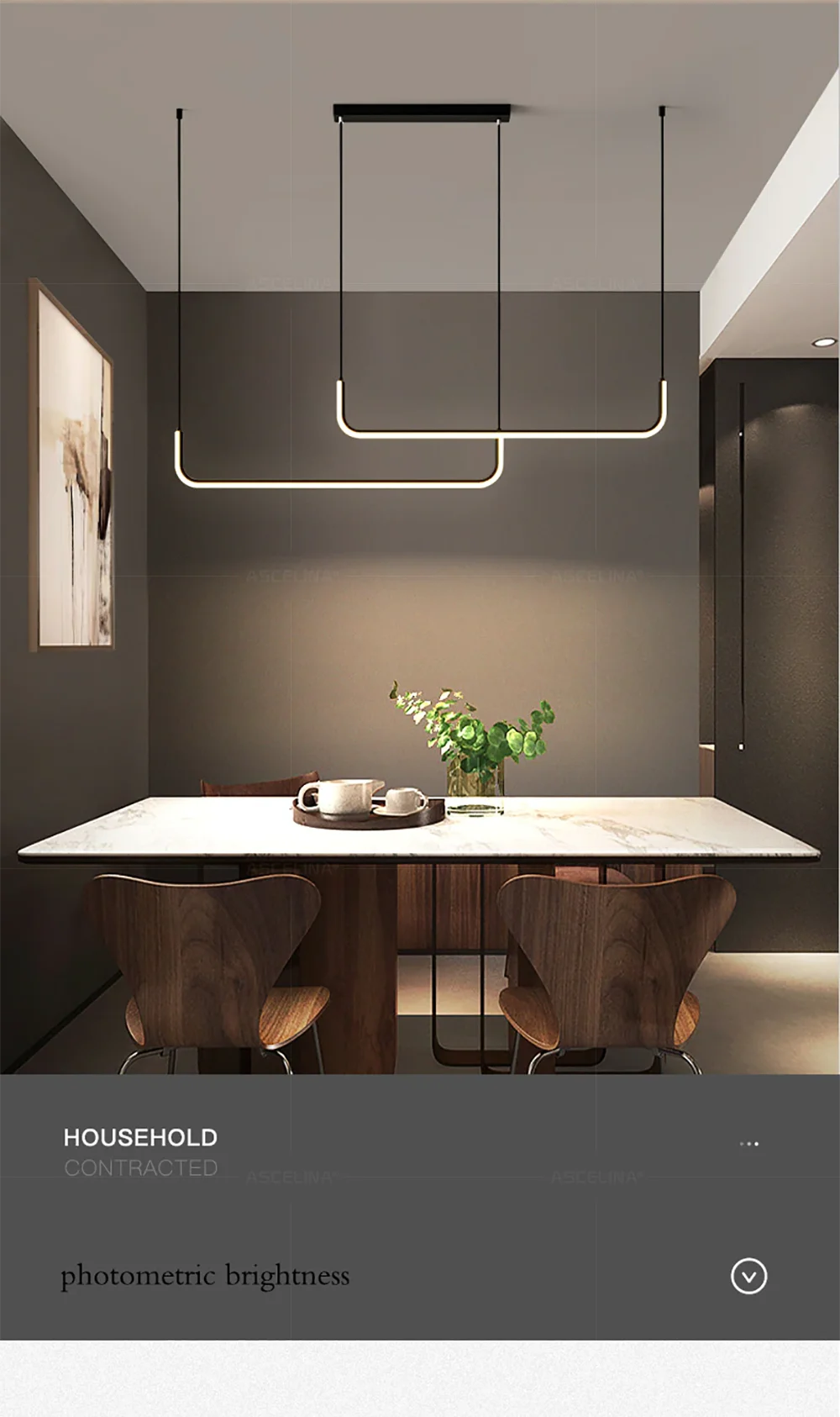 Pendant Light - Modern LED Strip Chandelier