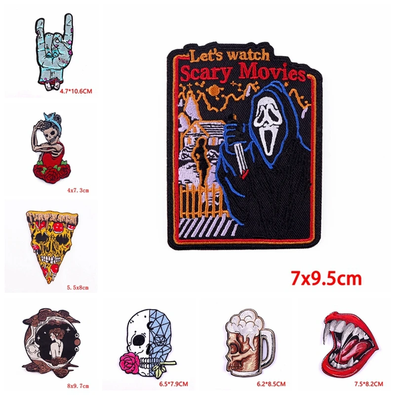 10PCS/lots Horror Movie Patch Punk Patch Iron On Embroidered Patches For  Clothing Thermoadhesive Patches On Clothes Sew Stickers - AliExpress