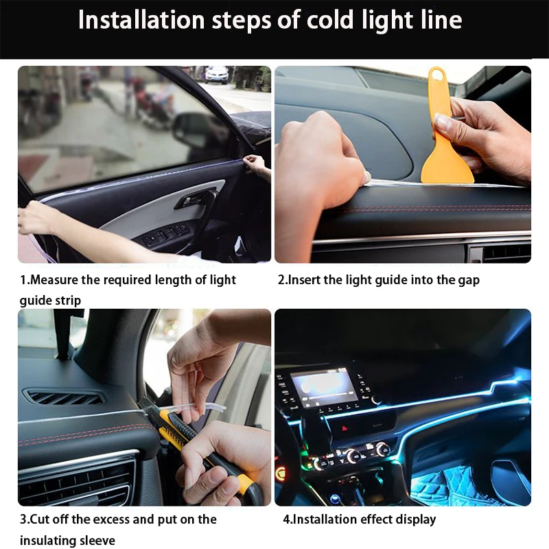 Car Interior Led Decorative Lamp EL Wiring Neon Strip For Auto DIY Flexible Ambient Light USB Atmosphere Accessories Interior
