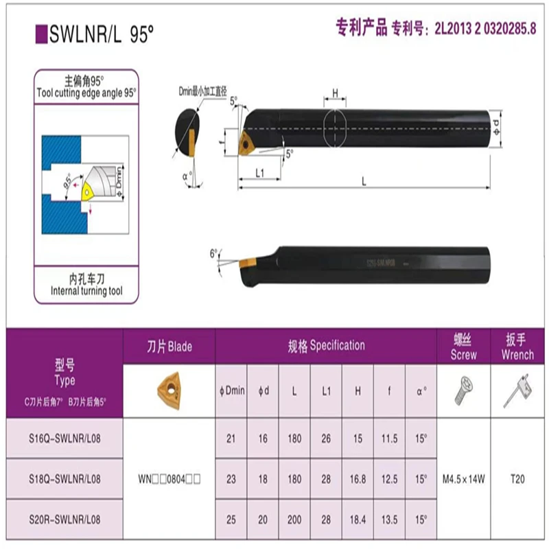 SWLNR08 SWLNL08 S16Q-SWLNR08 S18Q-SWLNR08 S20R-SWLNR08 Internal Turning Lathe Tool Holder Shank Boring Bar WNMG Carbide Inserts