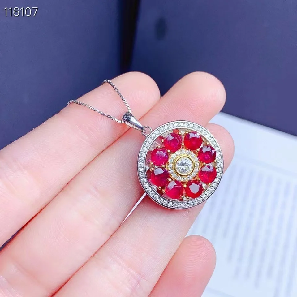 

Подвеска из серебра 925 пробы с инкрустированным Рубином, Женская легкая Роскошная бижутерия, подарок на день рождения, по индивидуальному заказу