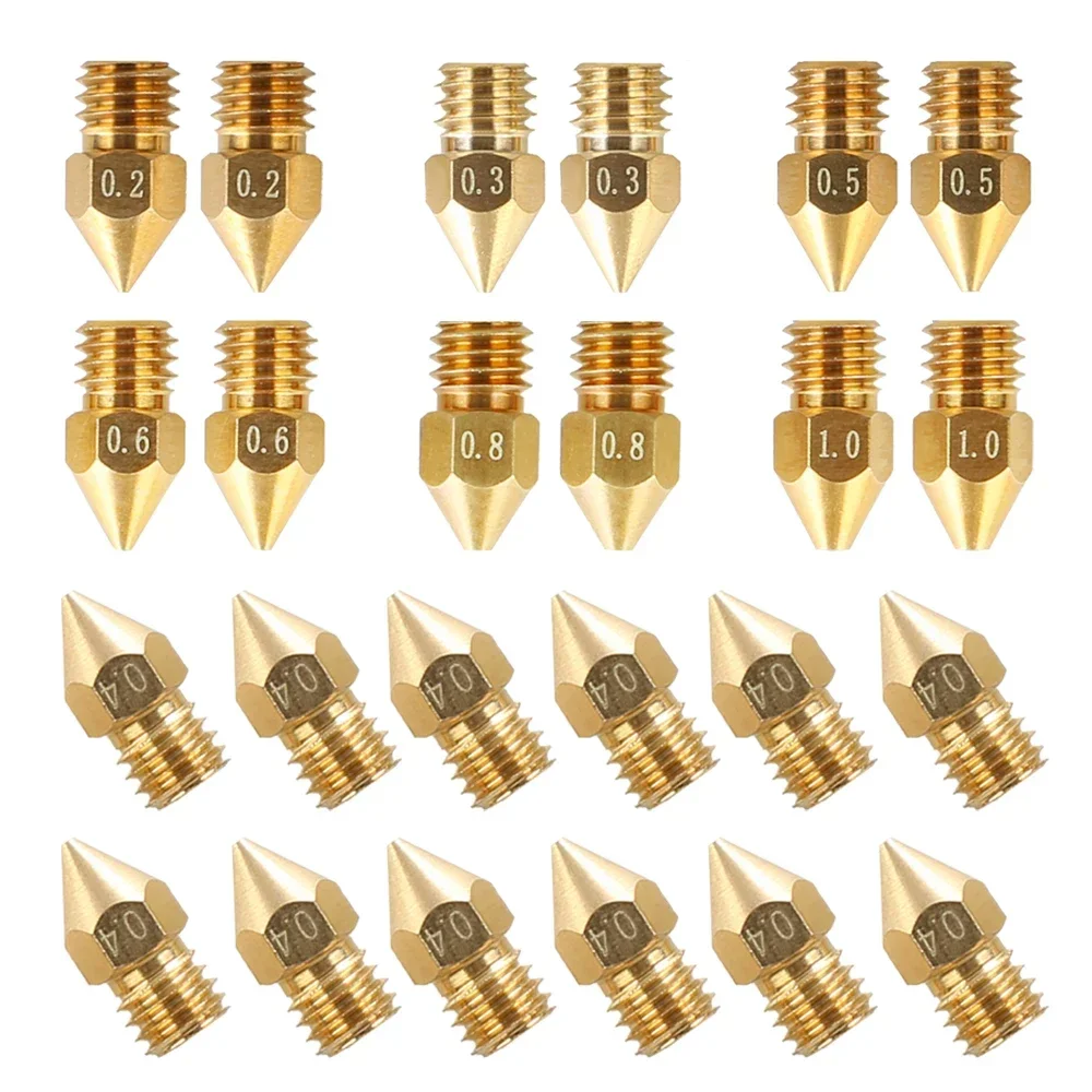 CRECLITY  MK8 노즐 패키지 황동 깍지, Ender-3 시리즈 모든 FDM 3D 인쇄용, 24PCs/세트, 0.2, 0.3, 0.4, 0.5, 0.6, 0.8, 1.0mm