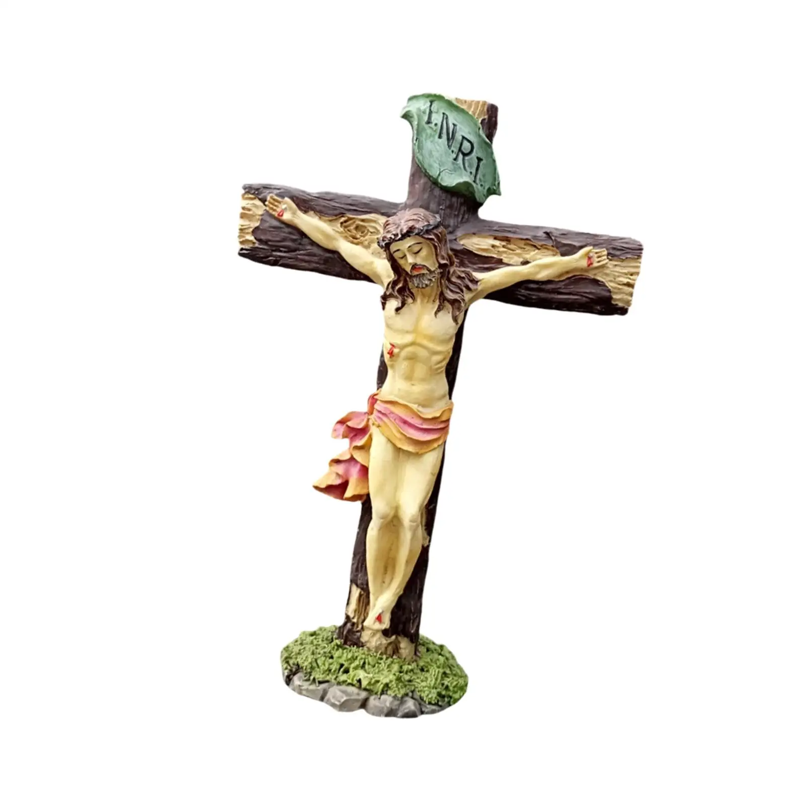 Jesus Crucifix Crosses Figurine Ornament Praying Religious Figurine Resin Jesus
