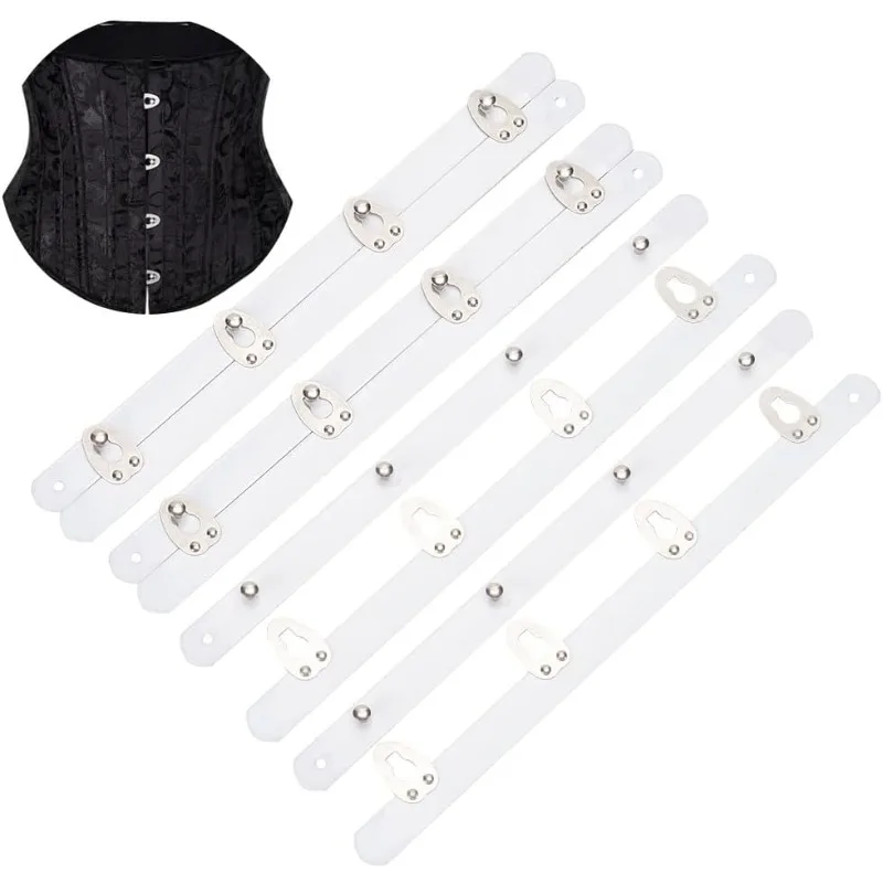 8 PCS Corset Platoon Steel Bones 7.87inch White Corset Steel Bones Hook and Eye 4 Buttonhole Platoon