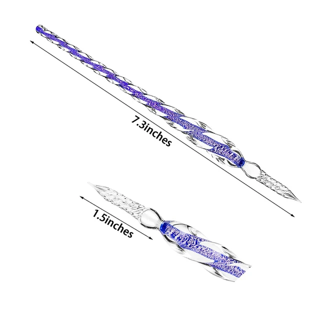 Penna Calligrafia Vetro Cristallo - Penna Ad Immersione Artigianale Per Scrittura Artistica - Foto 8