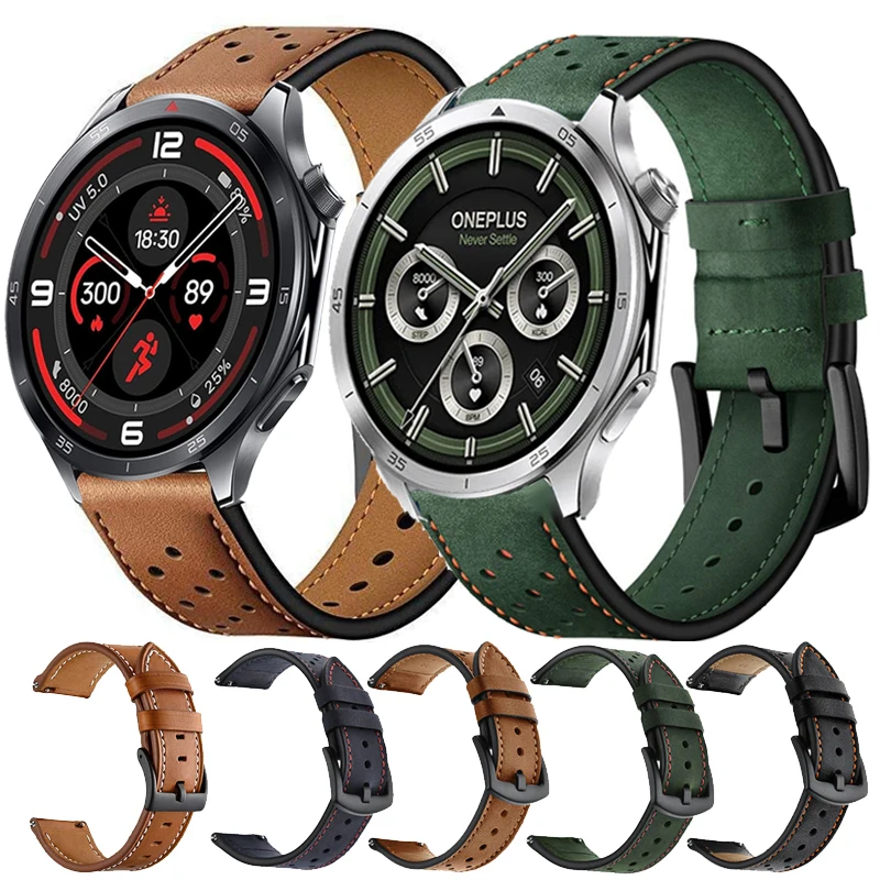 Breathable 22mm Leather Watch Strap - Premium Wristband Bracelet