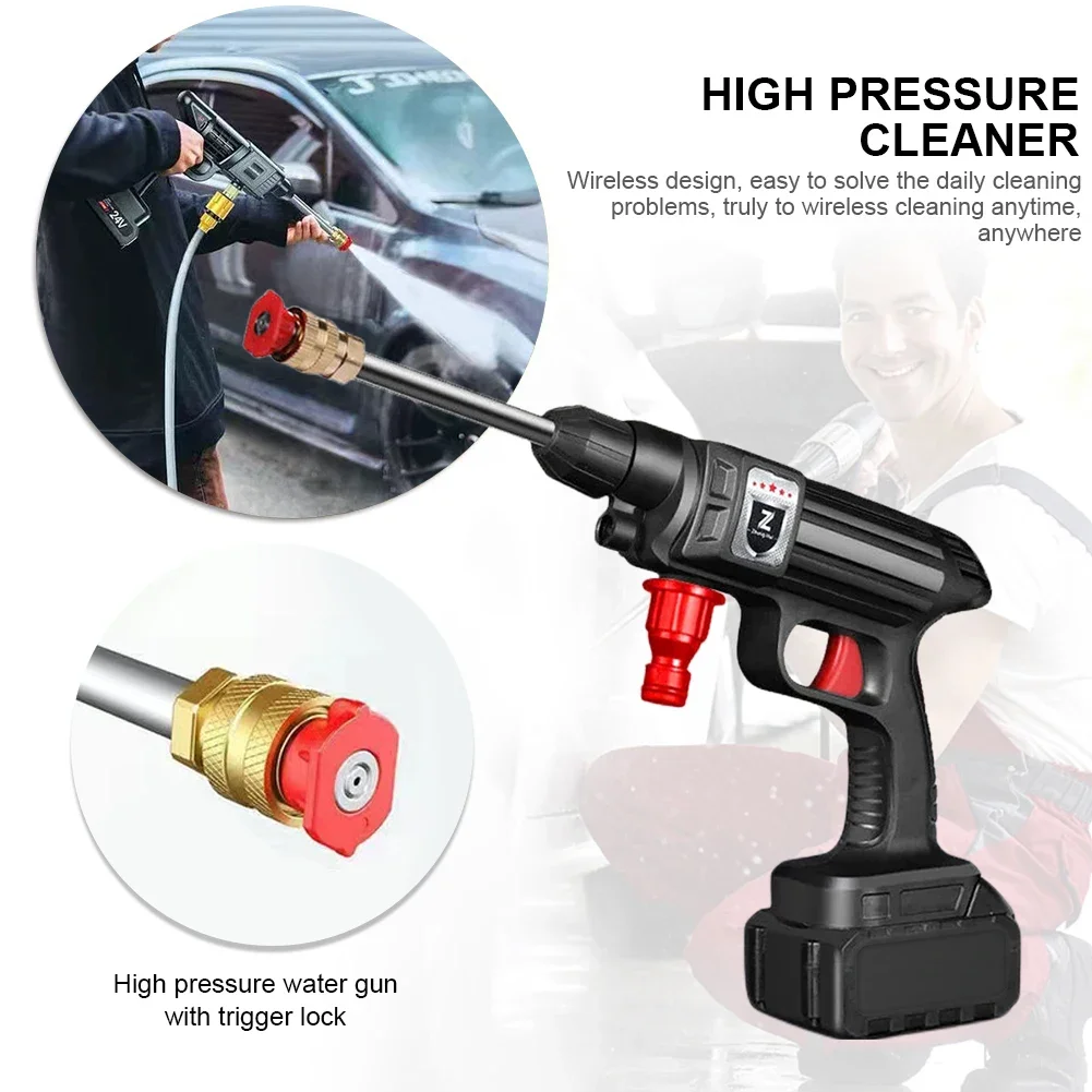 Automobile Water Gun 12000mAh Cordless High Pressure Cleaner Washer Spray Water Gun Car Wash Pressure Water Cleaning Machine 5