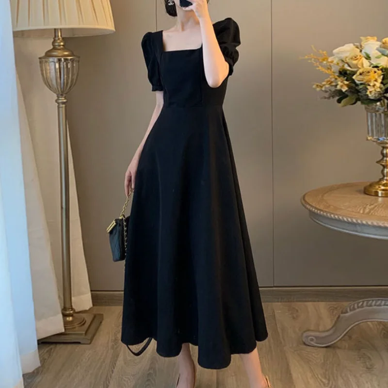 

Clothes Black Woman Dress Midi Dresses for Women 2023 Graduation Korean Style 2XL One-piece Luxury Chic and Elegant Pretty