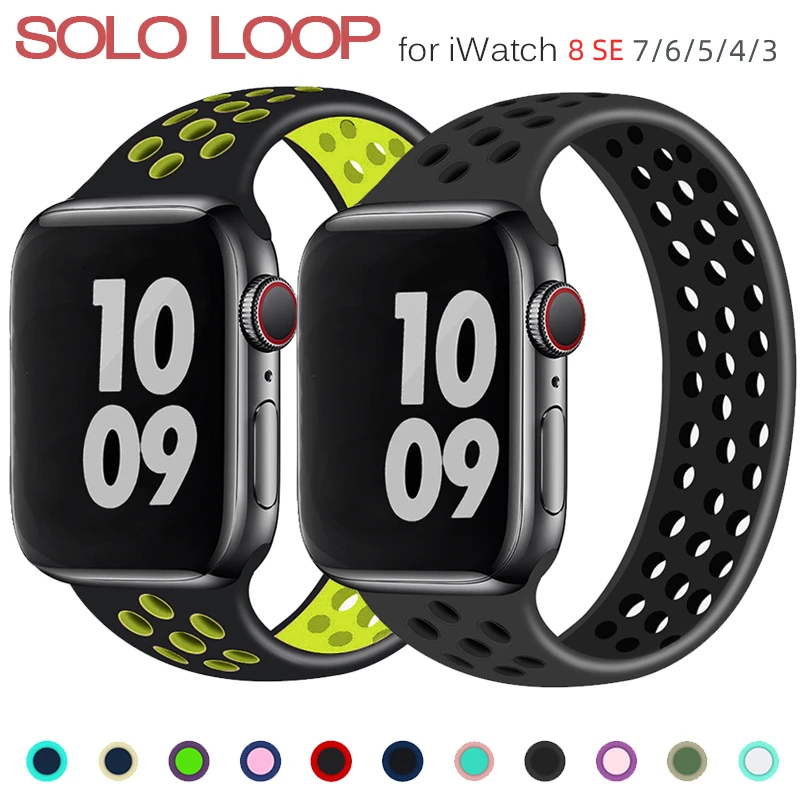Silicone Solo Loop Strap for Apple Watch Band - Ultra Comfortable Replacement Bracelet