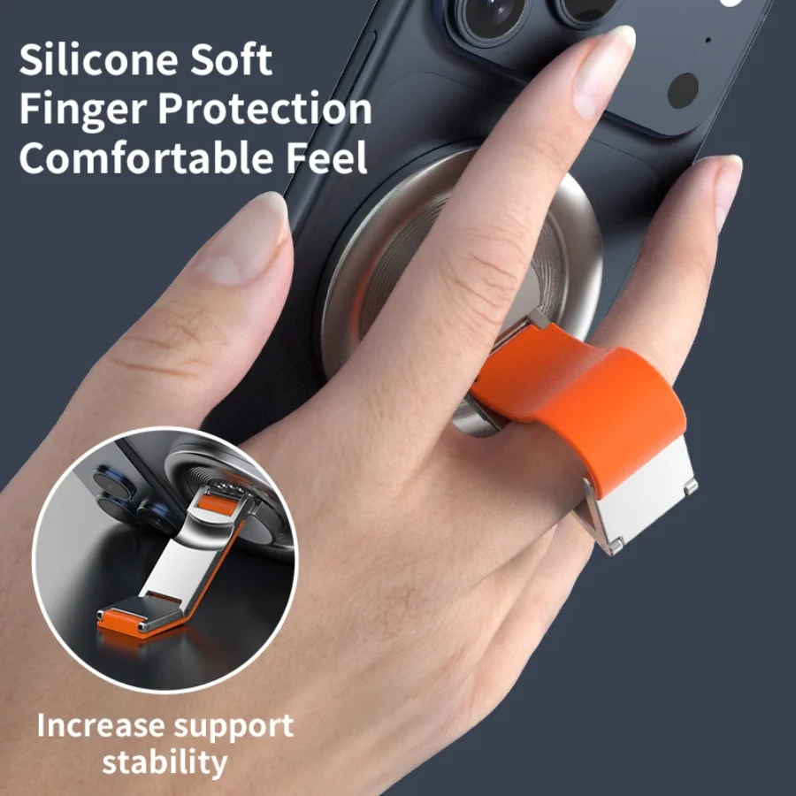 Foldable MagSafe Ring Holder - 360° Rotating Stand with Enhanced Grip for Desk, Viewing & Travel