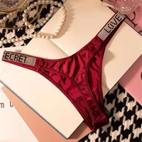 Vin rouge/léopard Sexy brillant strass string femmes sous-vêtements sans couture Sexy sport dames grande taille t-back culotte 2