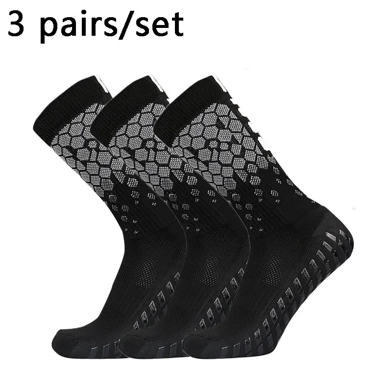 3 pairs 2024 New Men Women Football Socks Honeycomb Graphics Breathable Sports Arrow Silicone Anti Slip Grip Soccer Socks