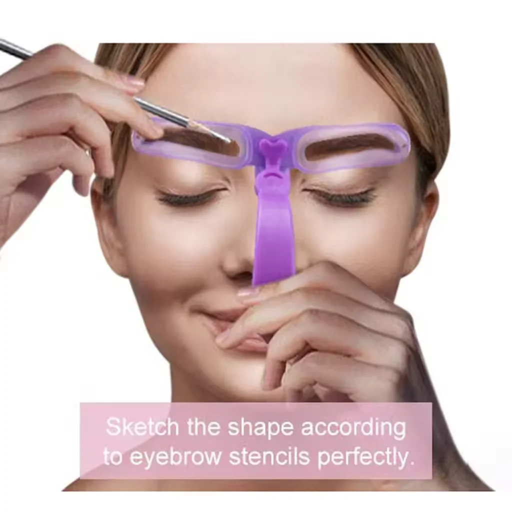 8 in 1 Eyebrow Stencil Tool Reusable Pochoir &agrave; sourcils mod&egrave;le de tampon for beaut&eacute; maquillage ensemble formes sourcils
