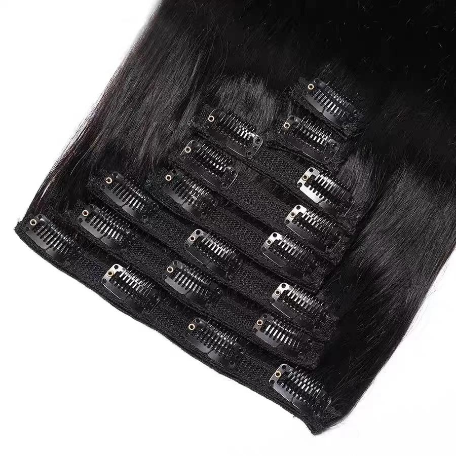 Hair Extensions Straight Clip ins 100 Human Full Head ins Natural Color
