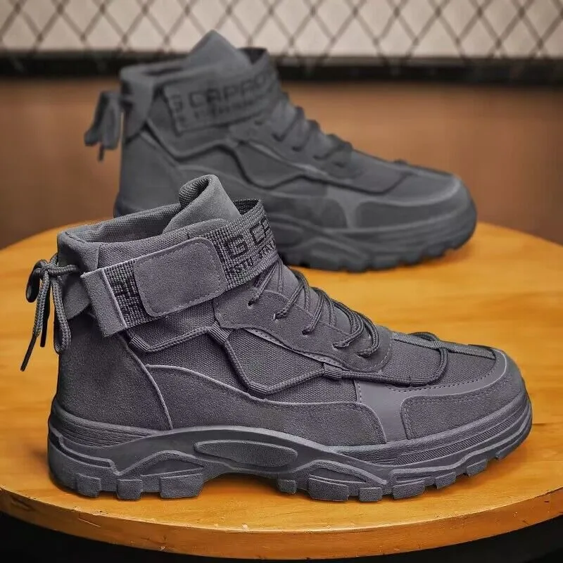 2024New Men's Boots Fashion Desert Work Boots Outdoor Non Slip Hiking Shoes for Men Lace Up Platform Ankle Boot Botas Masculinas