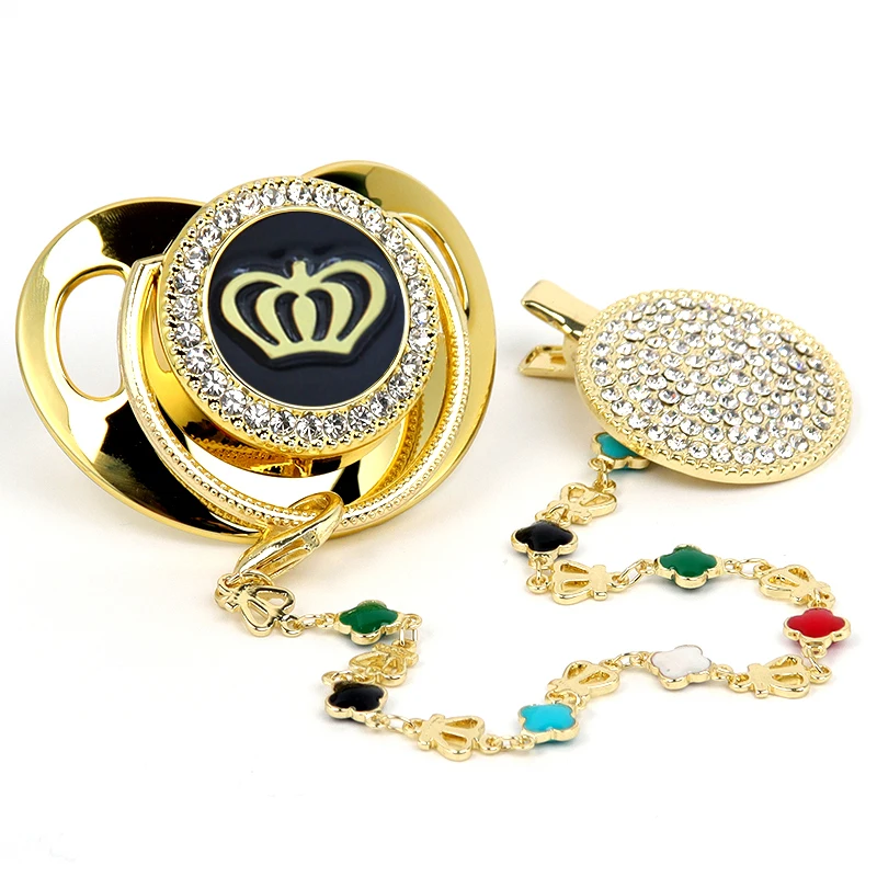 Pacifier Clip Gold Corwn Baby New Styles Gift Luxurious Popular