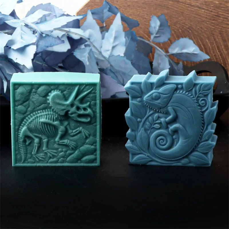 Silicone Mold Soap Molds Dino Bones Fossil Skeleton Silicone Soap Mold DIY Dinosaur Gypsum Resin Handmade Crafts Making Mould Halloween Decorative Mould