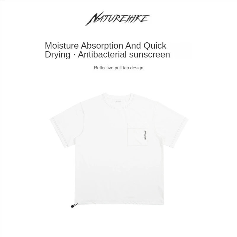 

Naturehike-Men's Contrast Color Line Short Sleeve Quick-Drying T-Shirt, Casual Top, Moisture Wicking, Spring, Sun Protection