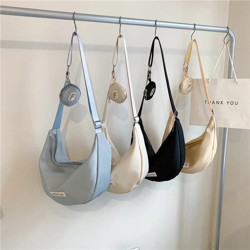 Summer Japanese Dumpling Messenger Bag - Nylon Canvas Large Capacity Tote, Convertible Shoulder & Crossbody Commuter Purse