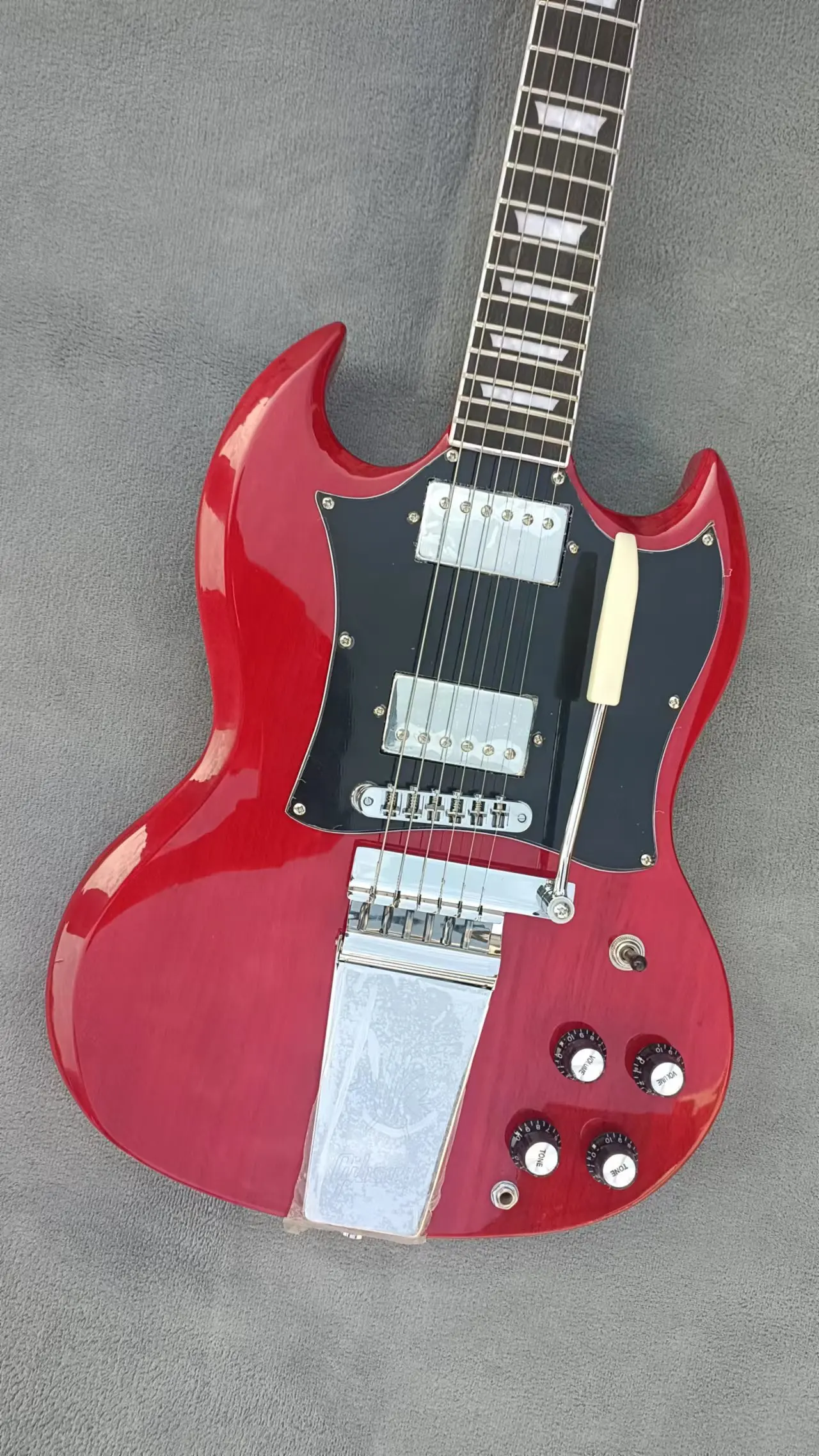 Guitarra El ctrica Todo En Uno SG400 Cuerpo Rojo Transparente Placa 