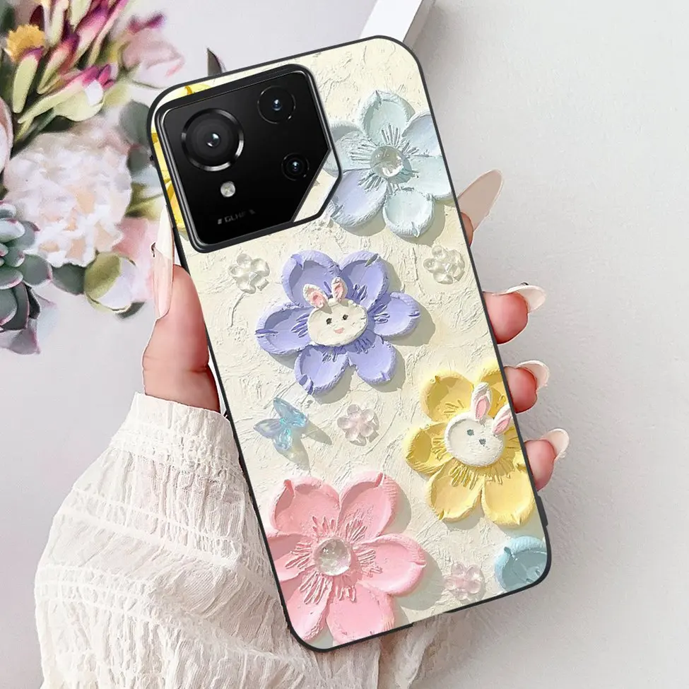 Luxury Cute Cat Silicone Shockproof Bumper Back Cover - Stylish Painted Design