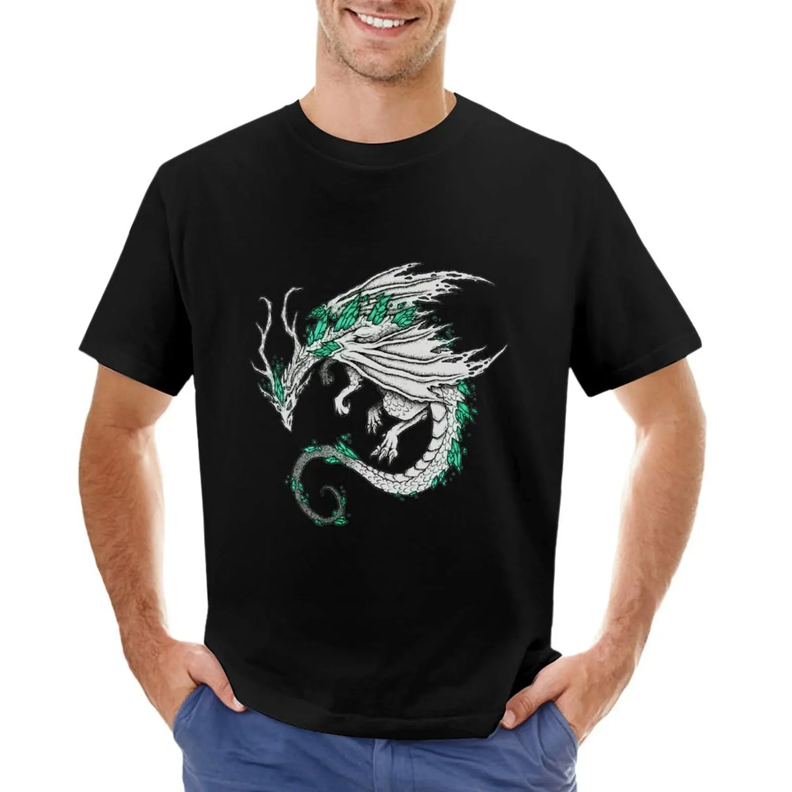 

Emerald Dragon T-shirt plus size tops shirts graphic tees Short sleeve tee men
