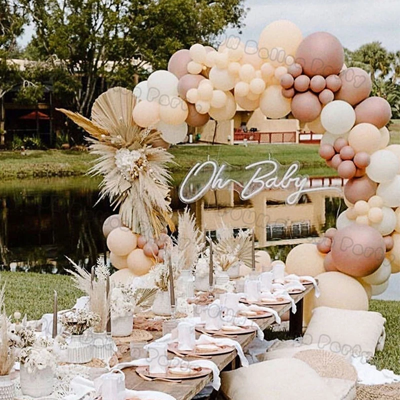 Baby Shower Bow Balloons | Boho Party Decorations | Nude Party Decor ...