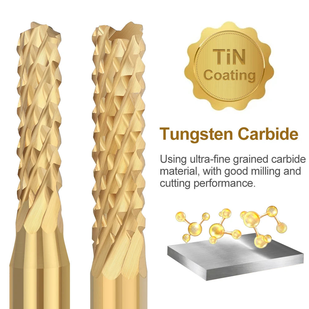 PCB Milling Cutter XCAN 10pcs TiN Coated 0.5-3.175mm CNC Router Bit 3.175mm Shank Carbide End Mill PCB Machine Milling Tools