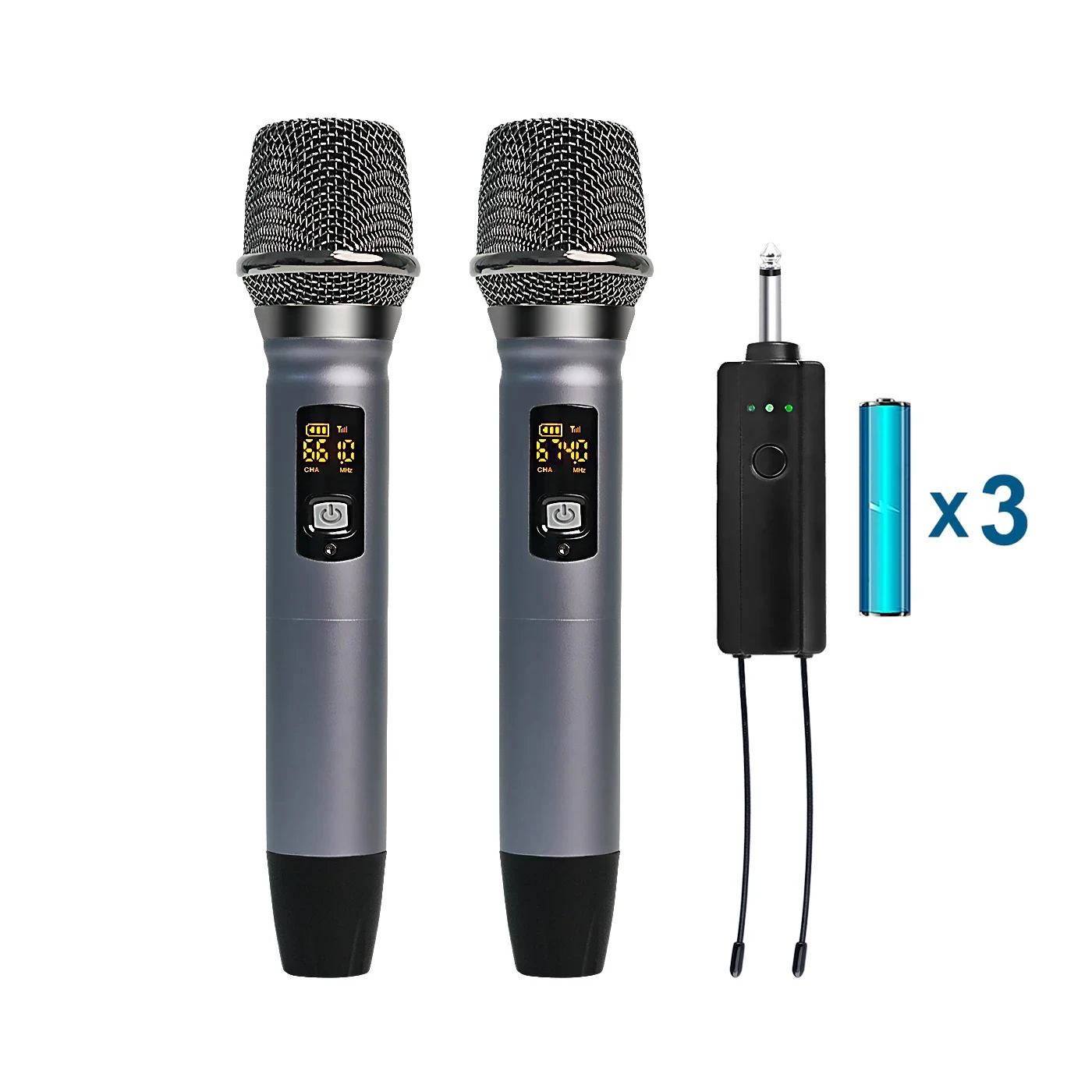 

Heikuding Professional Wireless Microphones for Karaoke Singing, Rechargeable Dual UHF Dynamic Microphone,164ft UHF Receiver