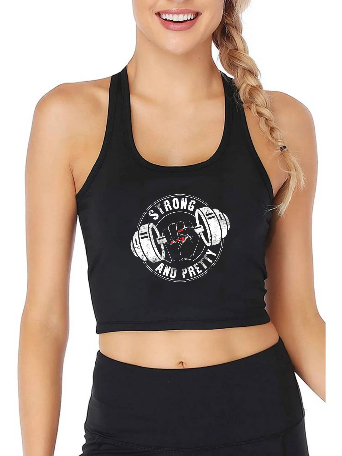 

Workout Tanks For Women Strong And Pretty Crop Top Women's Gym Fitness Breathable Slim Fit Tee Summer Camisole