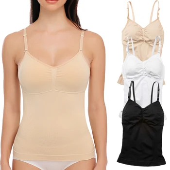 Body Shaper Soft New Slimming Tank Removable Pad Cami Tank Top Comfortable Plus Size Women Shapewear Padded Vest Dropship