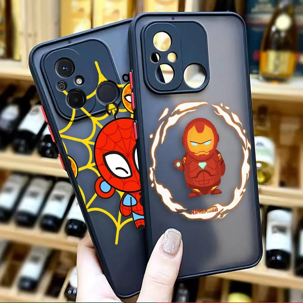 

Matte Case for Redmi A1 K50 K40 GAMING K30 K20 10X 10C 10 9C 9T 9A 9 8 7 PRO 4G 5G Case Marvel Cartoon Hero Spider-Man Lron Man