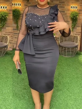 Tolu Beaded Sheath Ruffle Dress