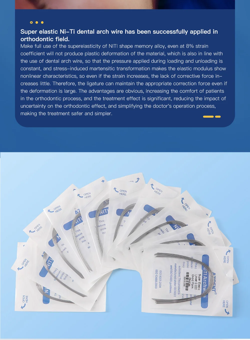 AZDENT 10 teile/paket Dental Kieferorthopädische Bogen Drähte Super Elastische Niti Legierung Runde Rechteckige Form Eiförlose Form Zahnarzt Materialien – Detail 3