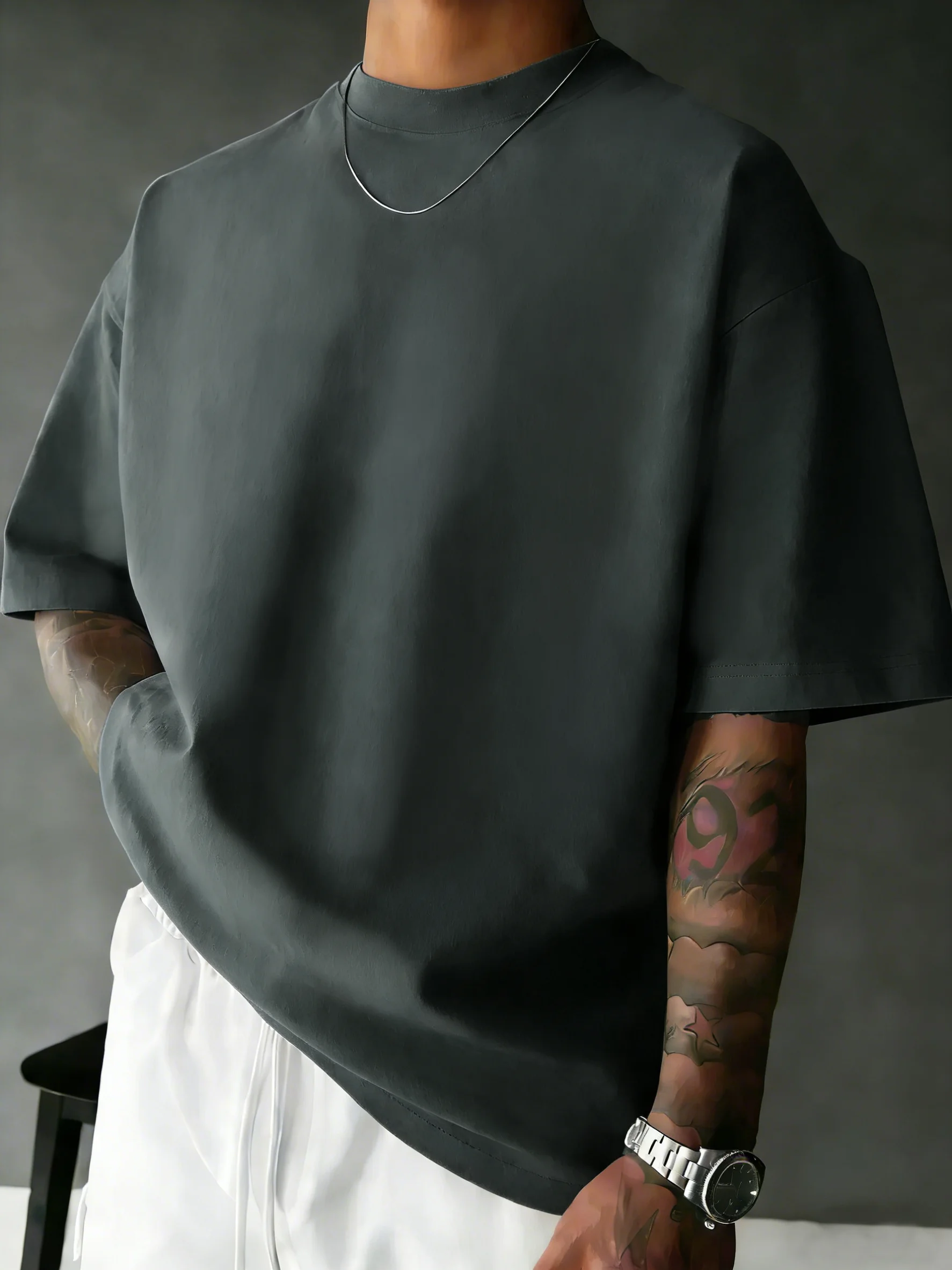 Sommer-Strand-T-Shirt aus Baumwolle mit kurzen Ärmeln für Herren, lässig, locker, kurz geschnitten, atmungsaktiv, bequem, Basic-T-Shirts, Sport, Streetwear, weich – Detail 22