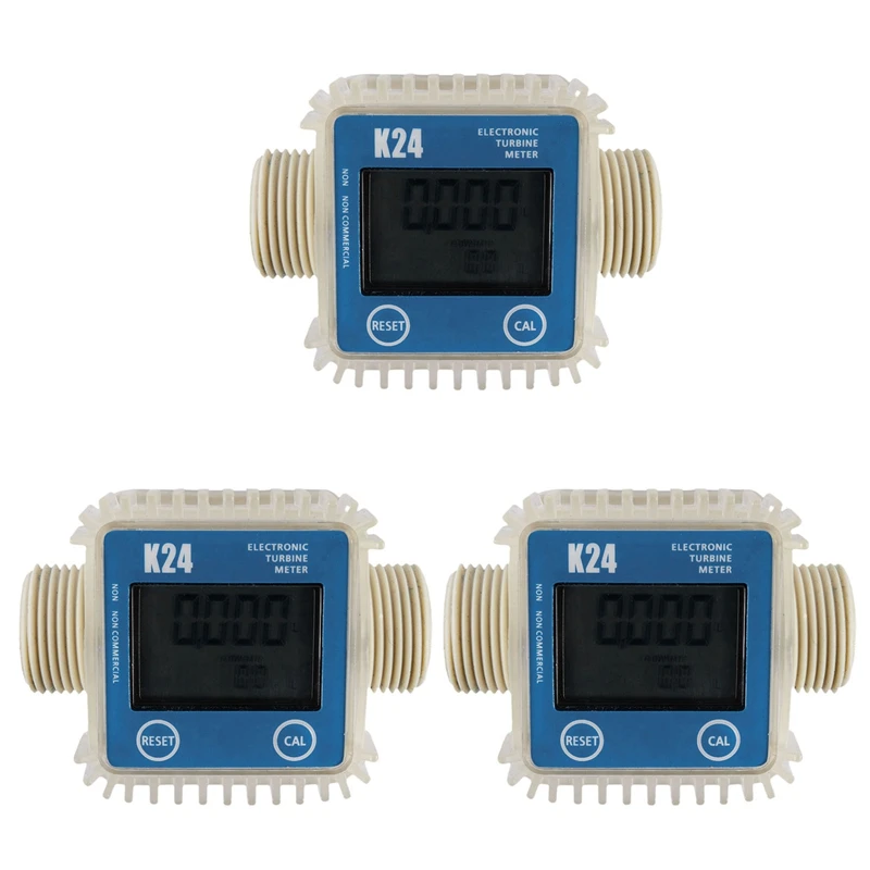 

3 шт. K24 ЖК-турбинный цифровой расходомер топлива широко используется для химикатов воды