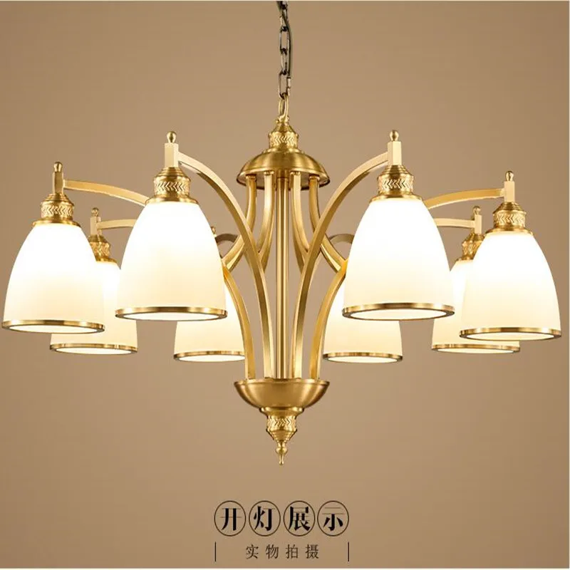 

Classic American Country Pendant Lamp Iron Fringed White Glass Suspension Light Dinning Sitting Living Room Bedroom Chandelier