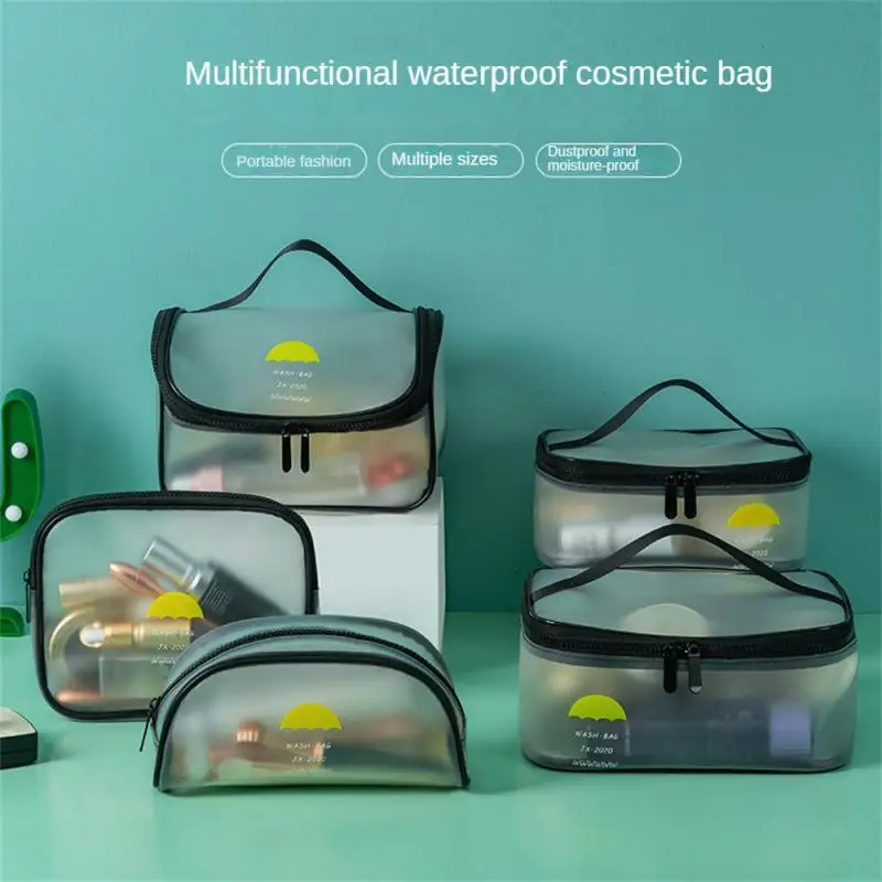 

1pc Waterproof Transparent Bath Cosmetic Bag Women Make Up Case Travel Zipper Makeup Beauty Wash Organizer Toiletry Storage Kit