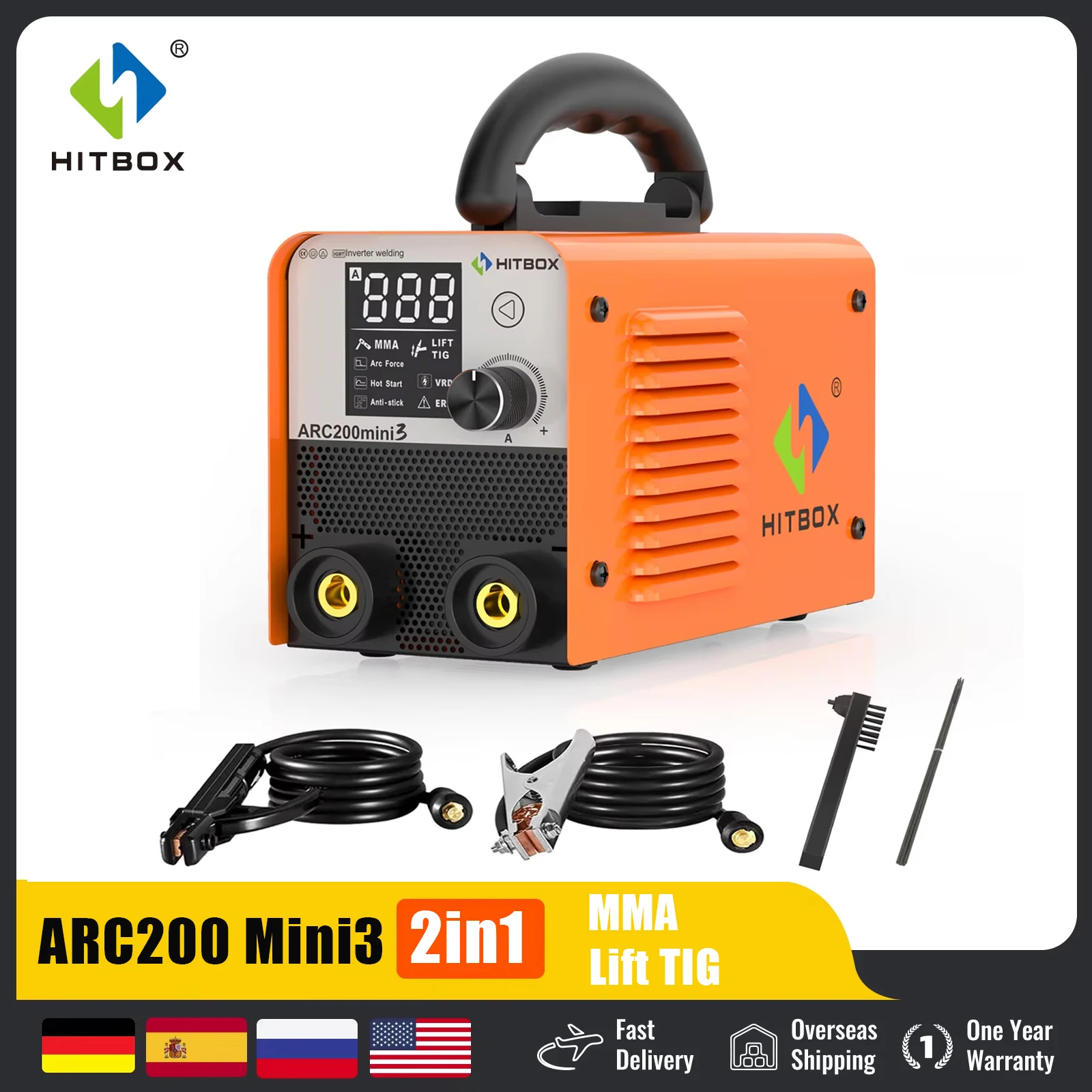 MMA/Lift TIG Welding Machine 2 in 1 HITBOX LED Digital Display IGBT Inverter 10-200A Portable Home Welder ARC200 Mini3