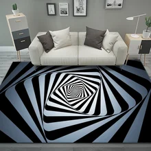 

3D Abstract Geometric Entrance Door Floor Mat Vortex Illusion Carpet Bottomless Hole Optical Non-slip Living Room Bathroom Decor