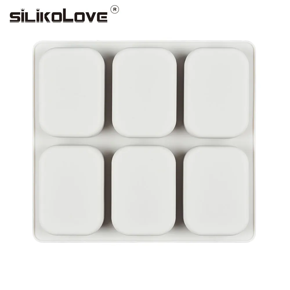 6 Holes Large Square Shape Silicone Soap Molds DIY Kitchen Tools Handmade Soap Making Craft Forms Moulds silicone mold