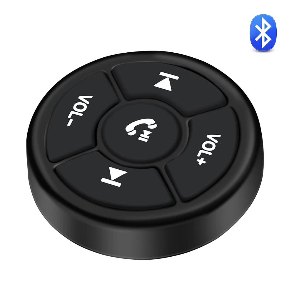 Universal 5 Keys Wireless Media Remote Control Compatible with Android/iOS Car/Motorcycle/Bike Steering Wheel Music Controller
