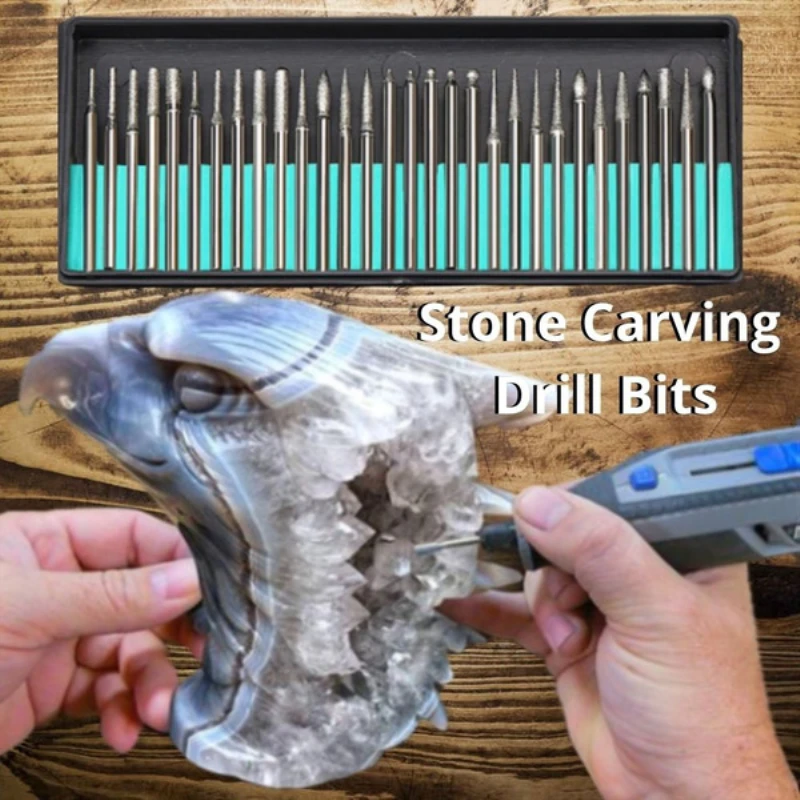 Diamond Carving Bits Set Wood Stone Bone Engraving Burr Bit Accessorie