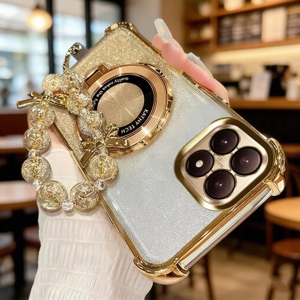 Luxurious Glitter Shockproof Phone Case with Bracelet Ring Holder Stand