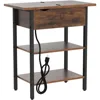 End Tables, Side Table with Charging Station, Flip Top Nightstand with USB Ports and Outlets, Bedside Tables with Shelf Spaces 4