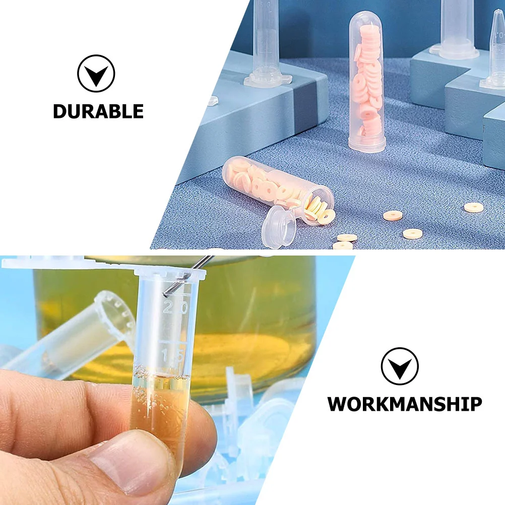 50pcs Centrifuge Tubes Laboratory Test Tube Vials Clip Container Lid Supplies Mini Science Experiment Accessories With Scale
