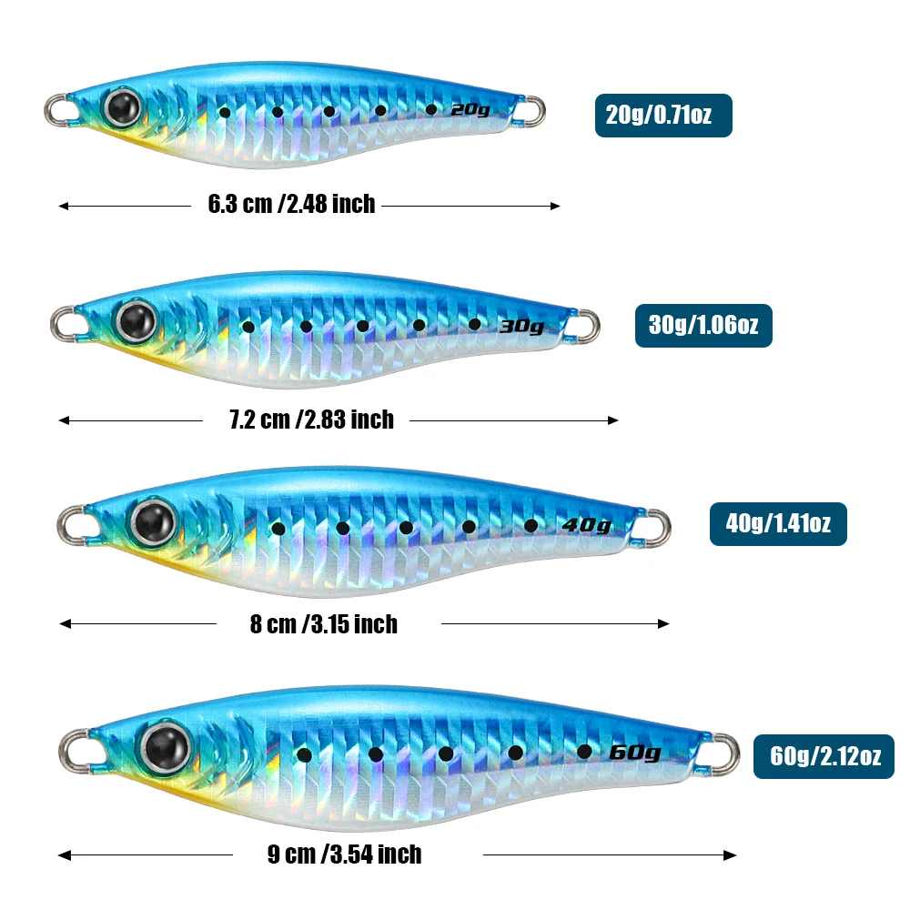 Fishing lure JIGGING PRO 20g 30g 40g 60g JUGULO Wide Casting Jig Slow Fall Shore Jigging UV Coating Metal Jig