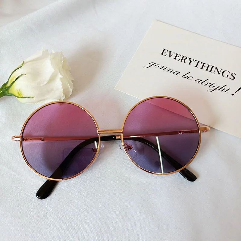 New round frame children's sunglasses baby stand glasses fashion metal sunglasses